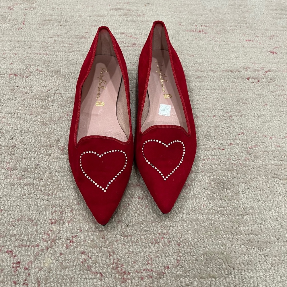 Pretty Ballerinas Red Heart Flats Swarovski hearts 38